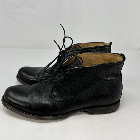 Frye Phillip Chukka Boots Lace Up Black Leather Shoes Men 8 D 87533 *